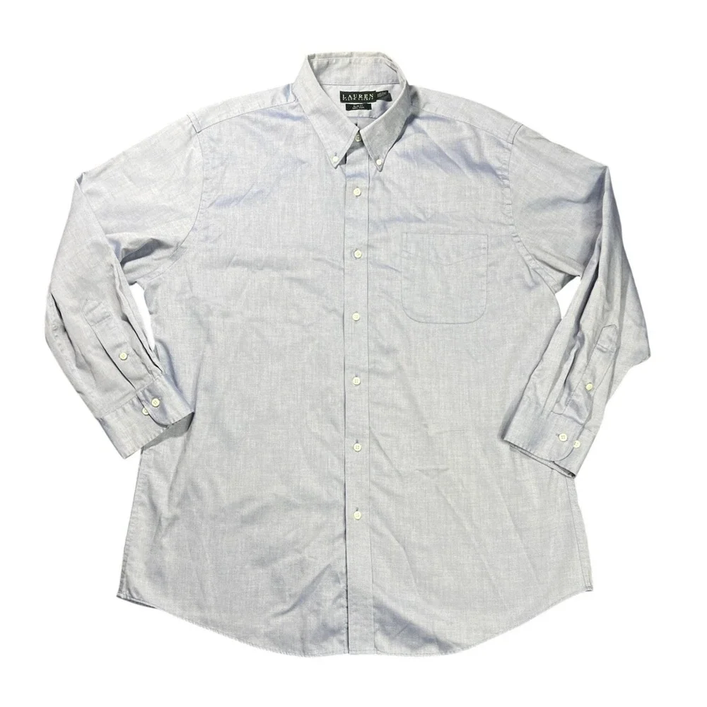 Lauren Ralph Lauren Men's‎ 17.5 32/33 Slim Fit Non Iron Button Down Shirt Blue